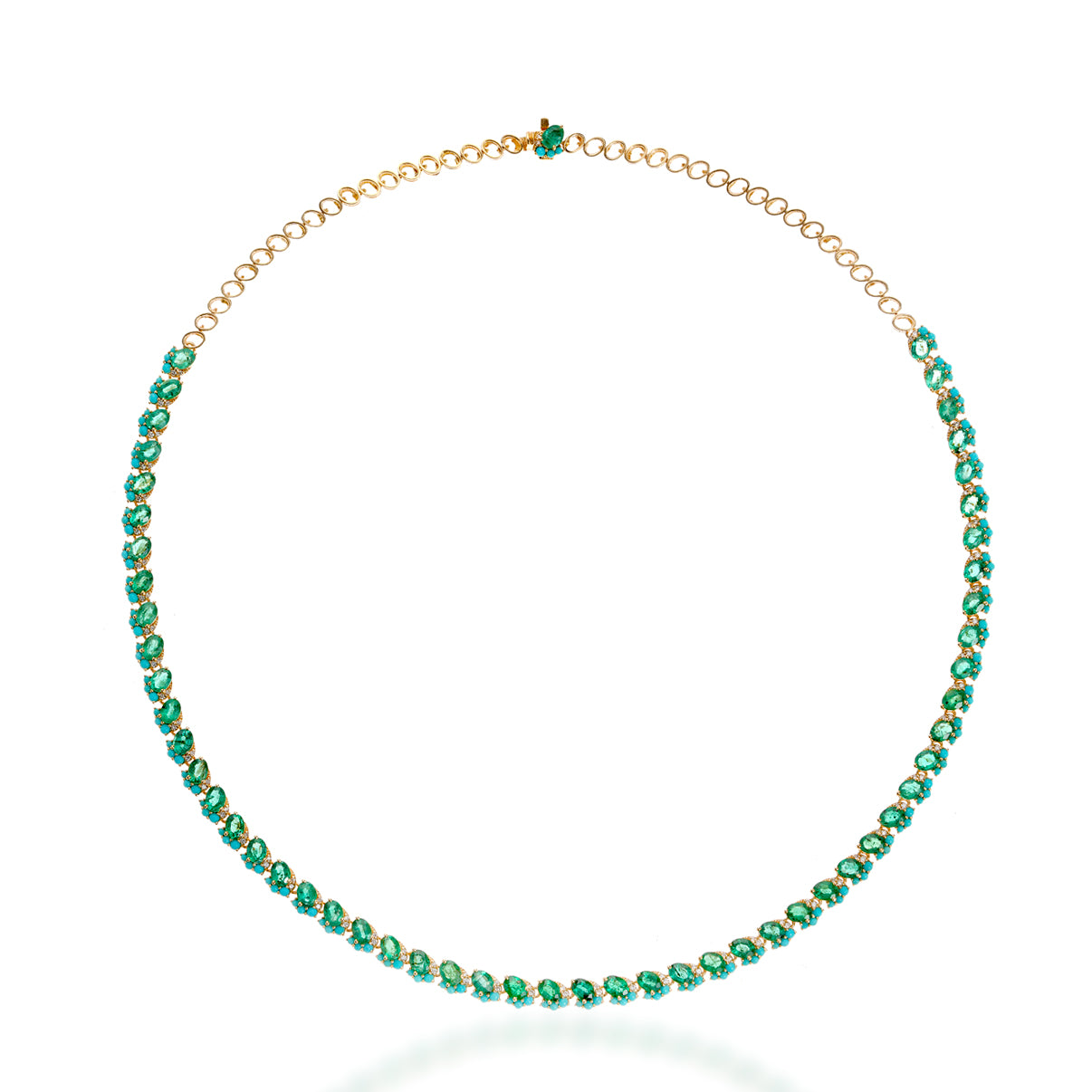Emerald Turquoise Tennis Necklace