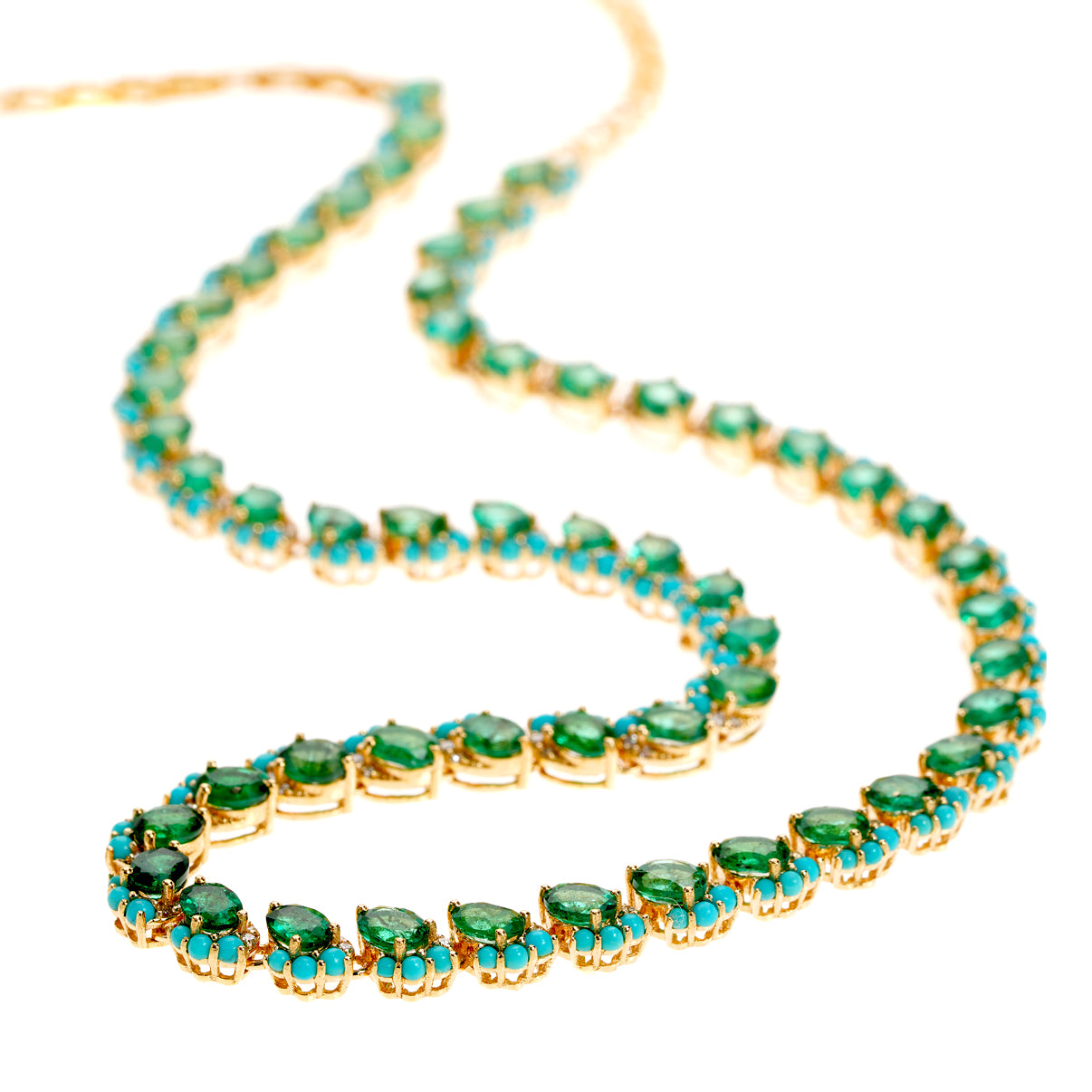 Emerald Turquoise Tennis Necklace
