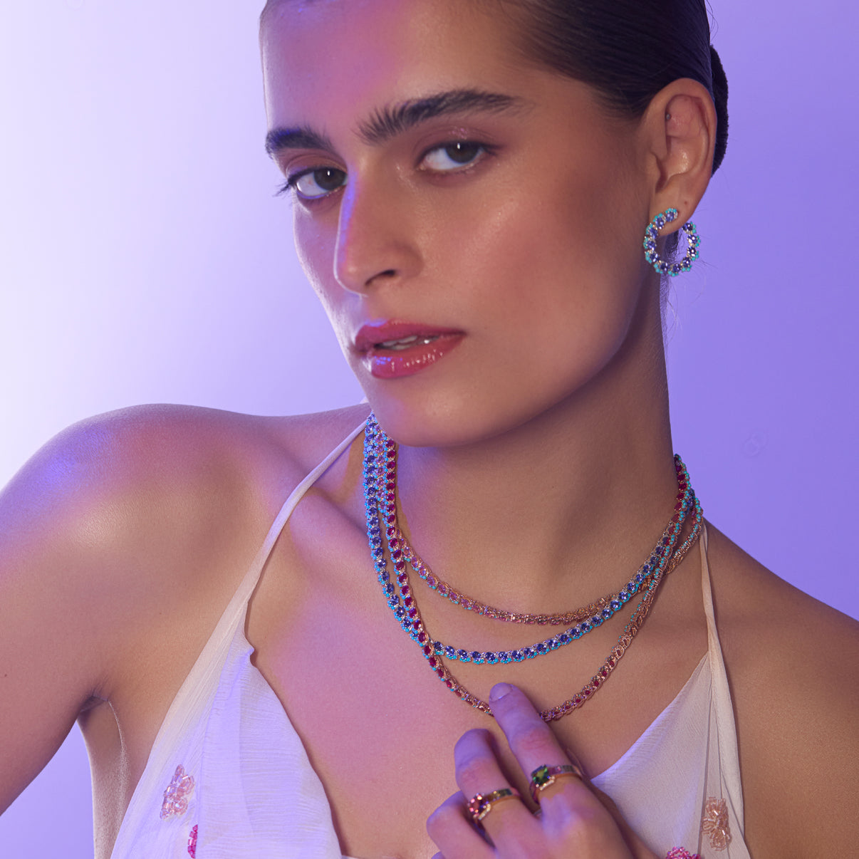 Ruby Turquoise Tennis Necklace