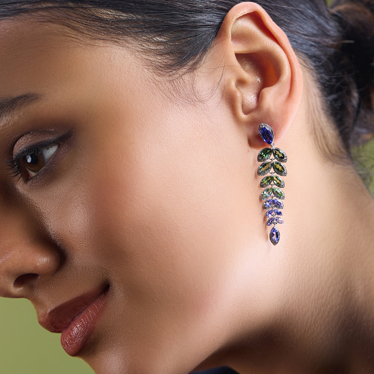 Tourmaline, Tanzanite Dangle Earrings
