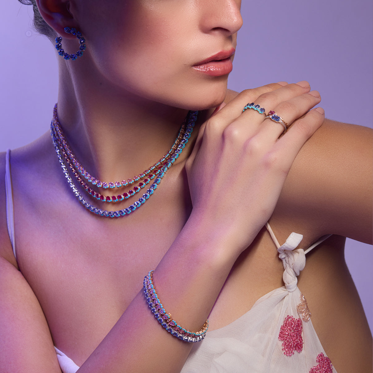Tanzanite Turquoise Tennis Necklace