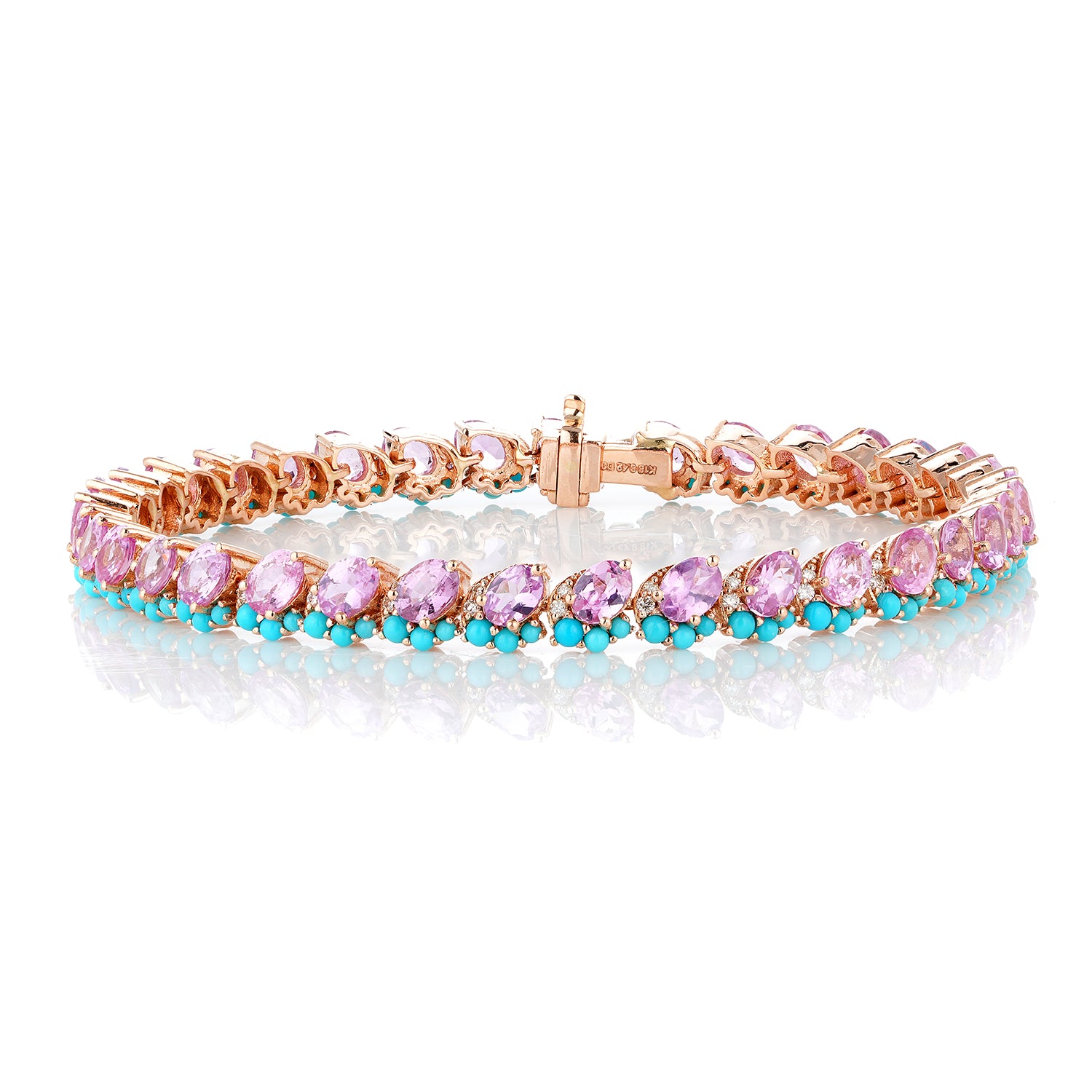 Pink Sapphire Turquoise Tennis Bracelet