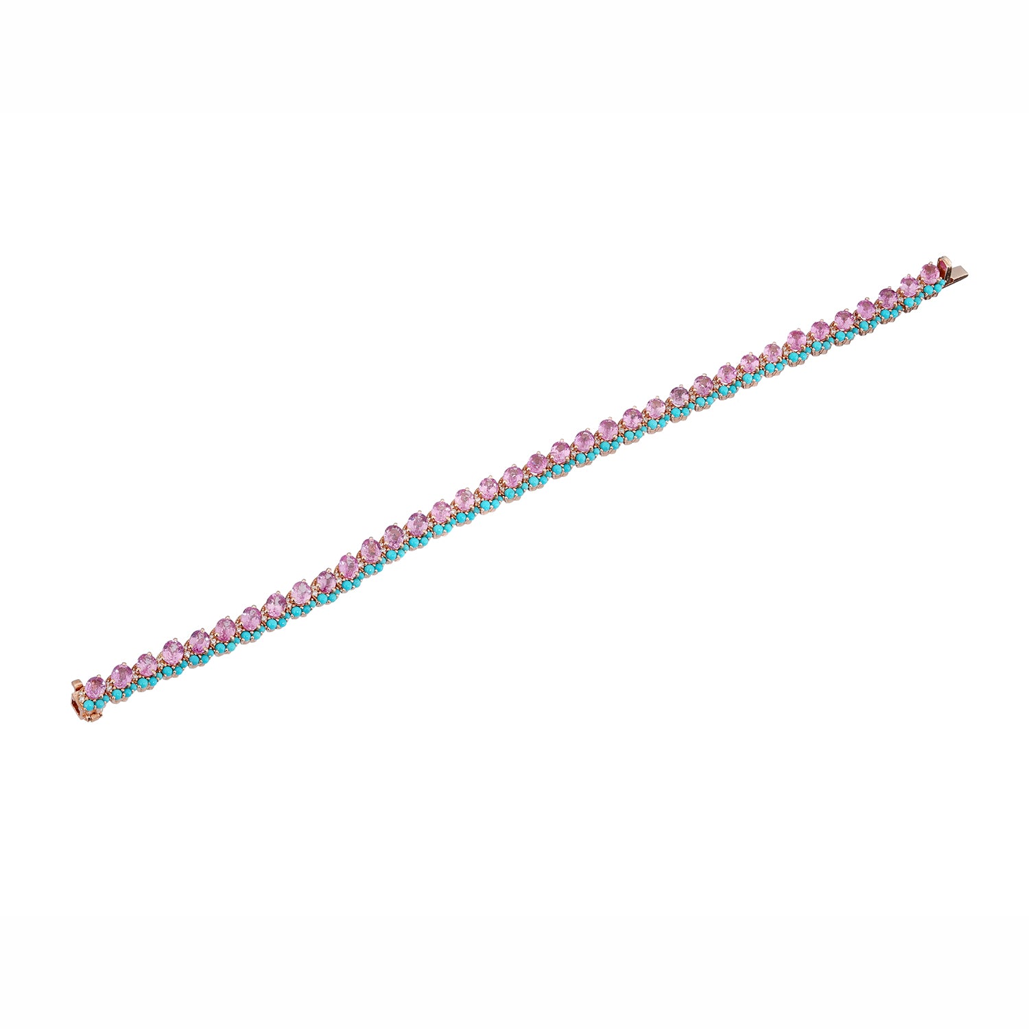 Pink Sapphire Turquoise Tennis Bracelet