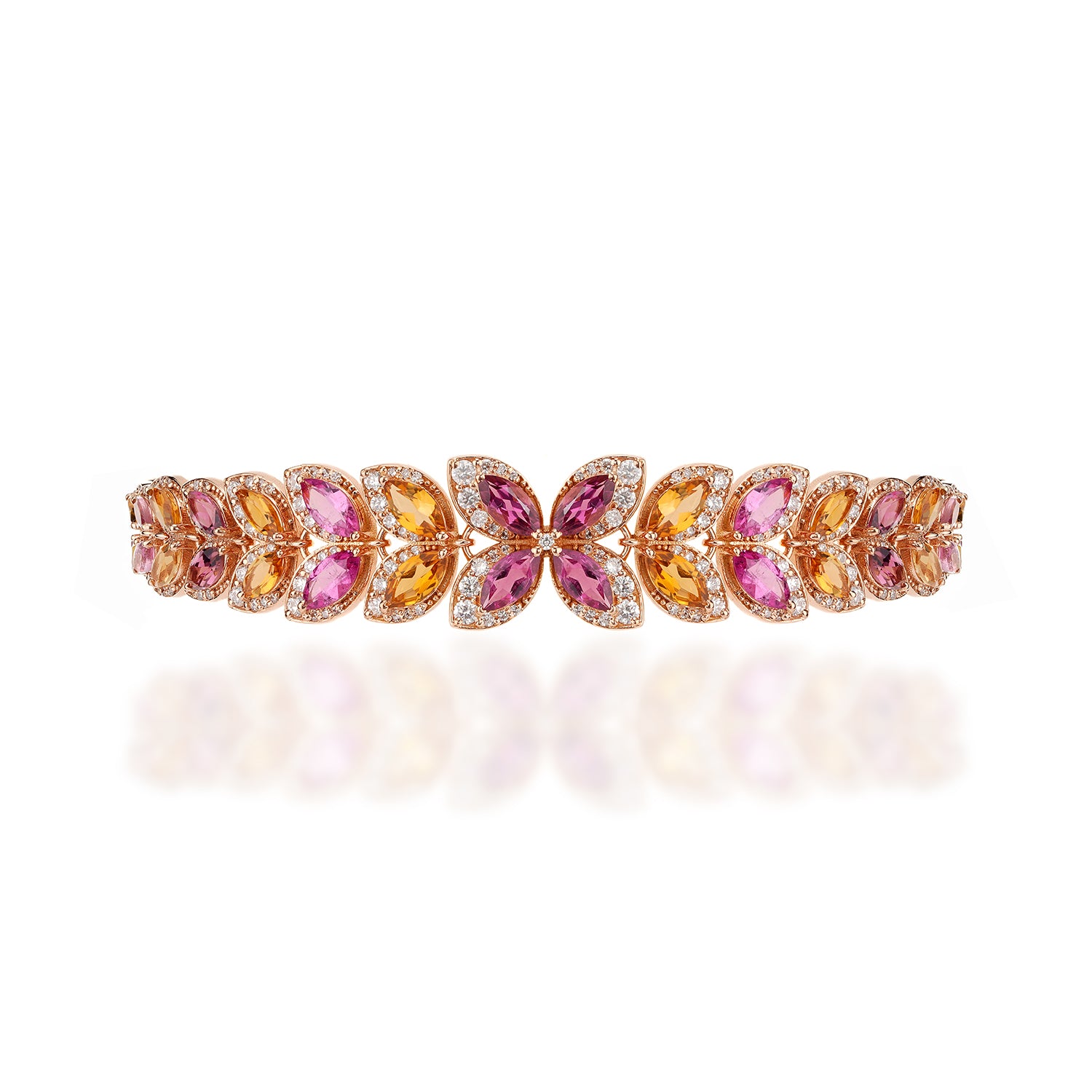 Orange Pink Tourmaline Flexi Bracelet