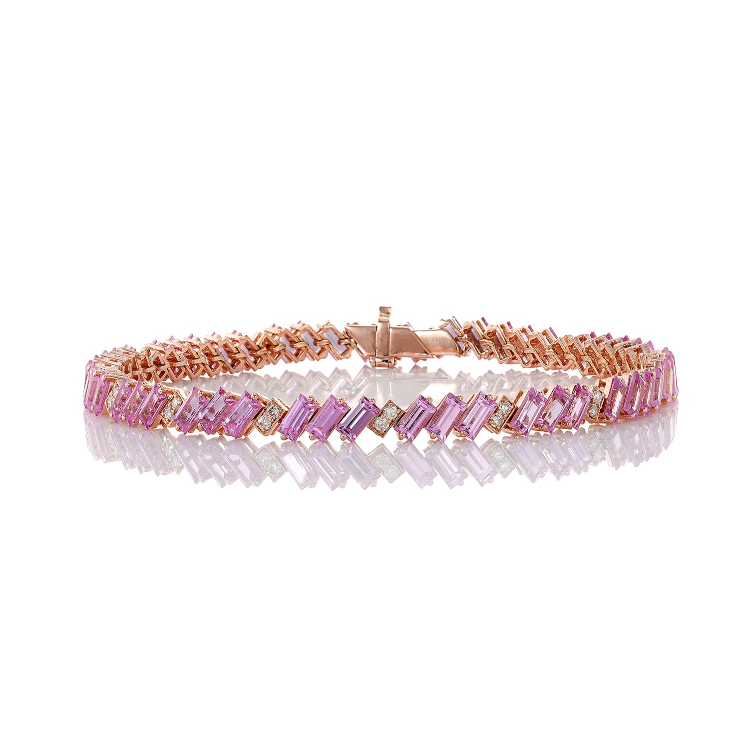 Pink Sapphire Diamond Tennis Bracelet