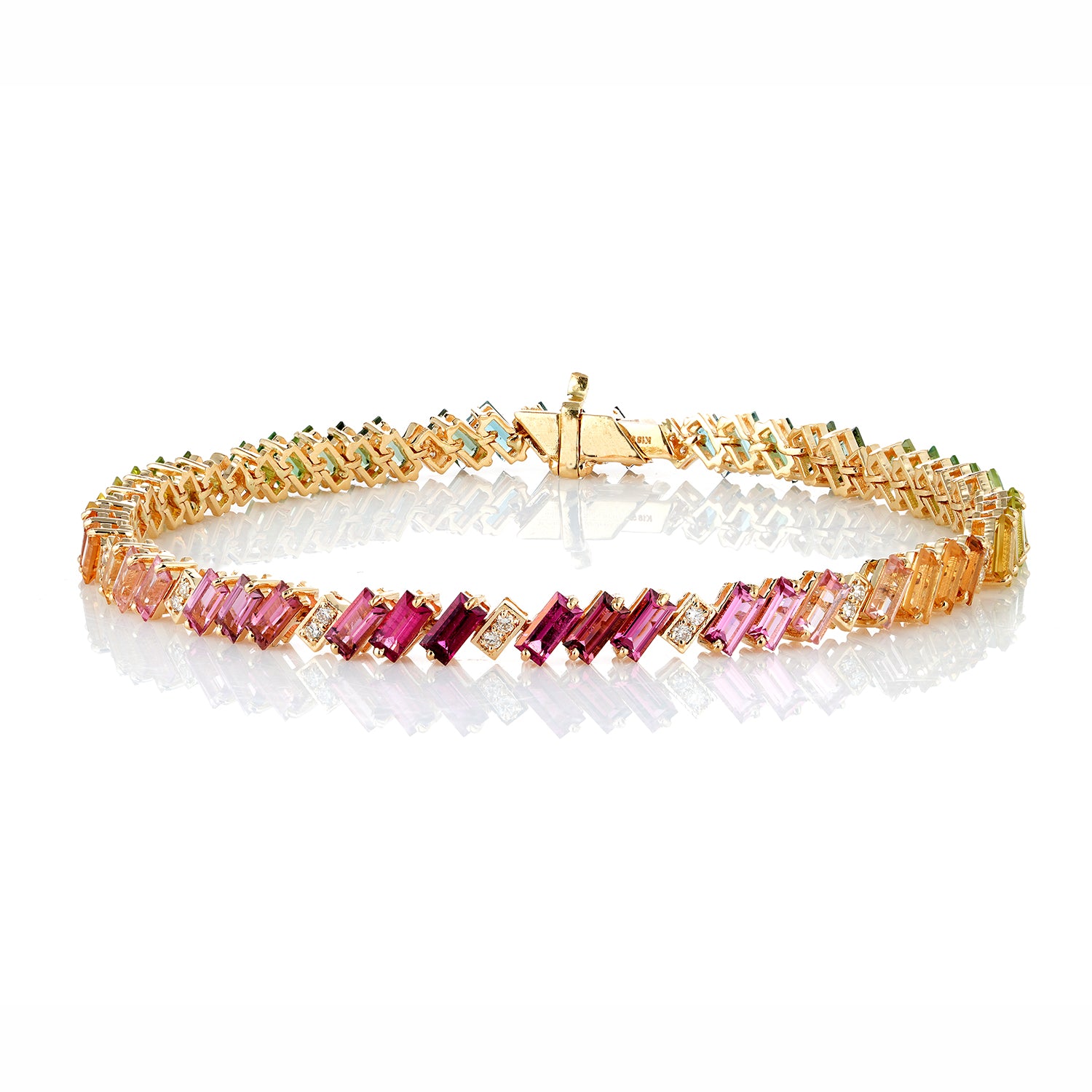 Rainbow Tourmaline Diamond Tennis Bracelet