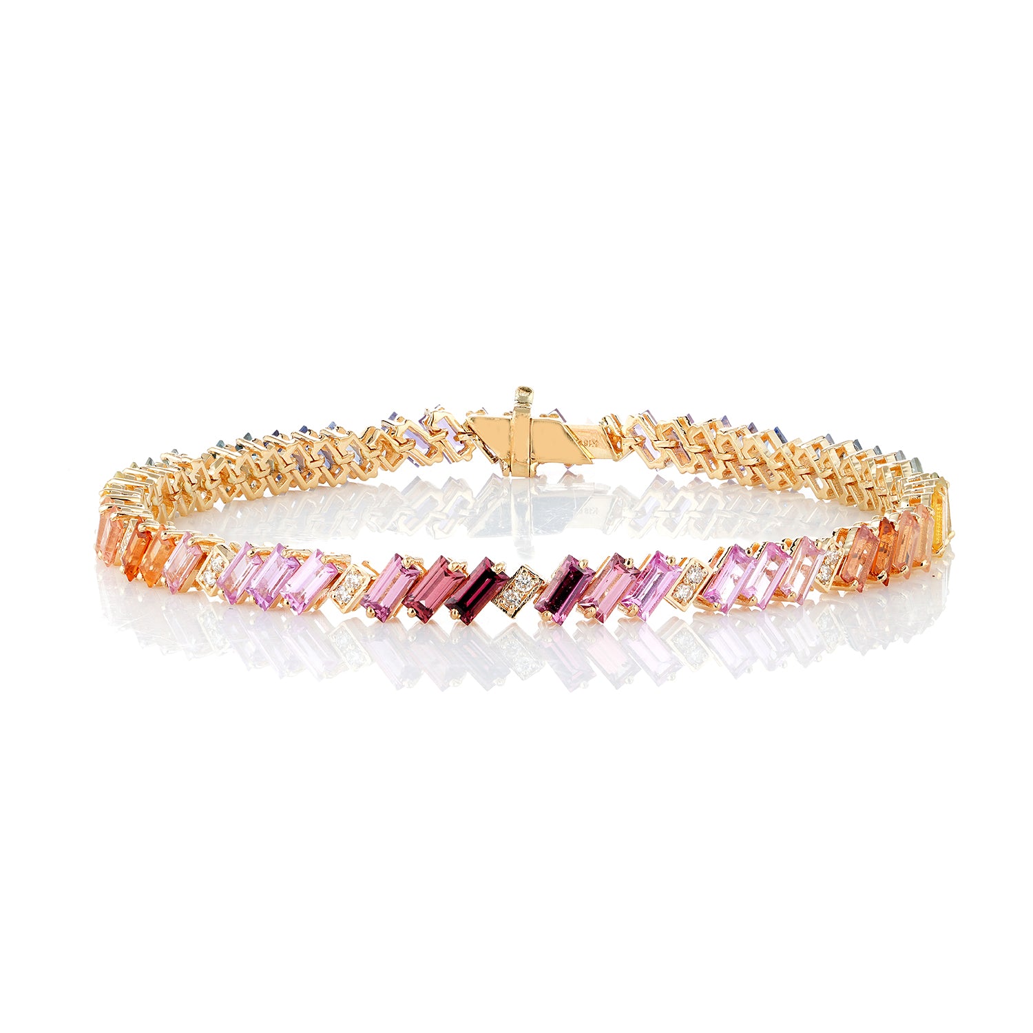Rainbow Sapphire Diamond Tennis Bracelet