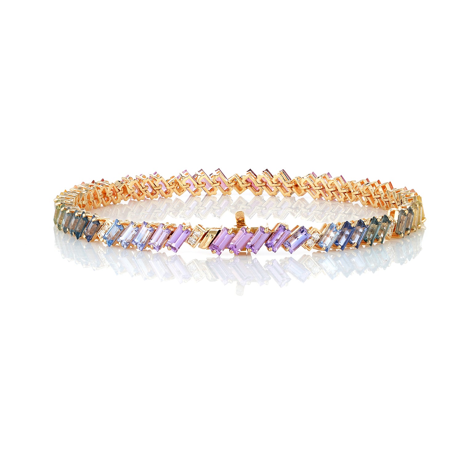 Rainbow Sapphire Diamond Tennis Bracelet