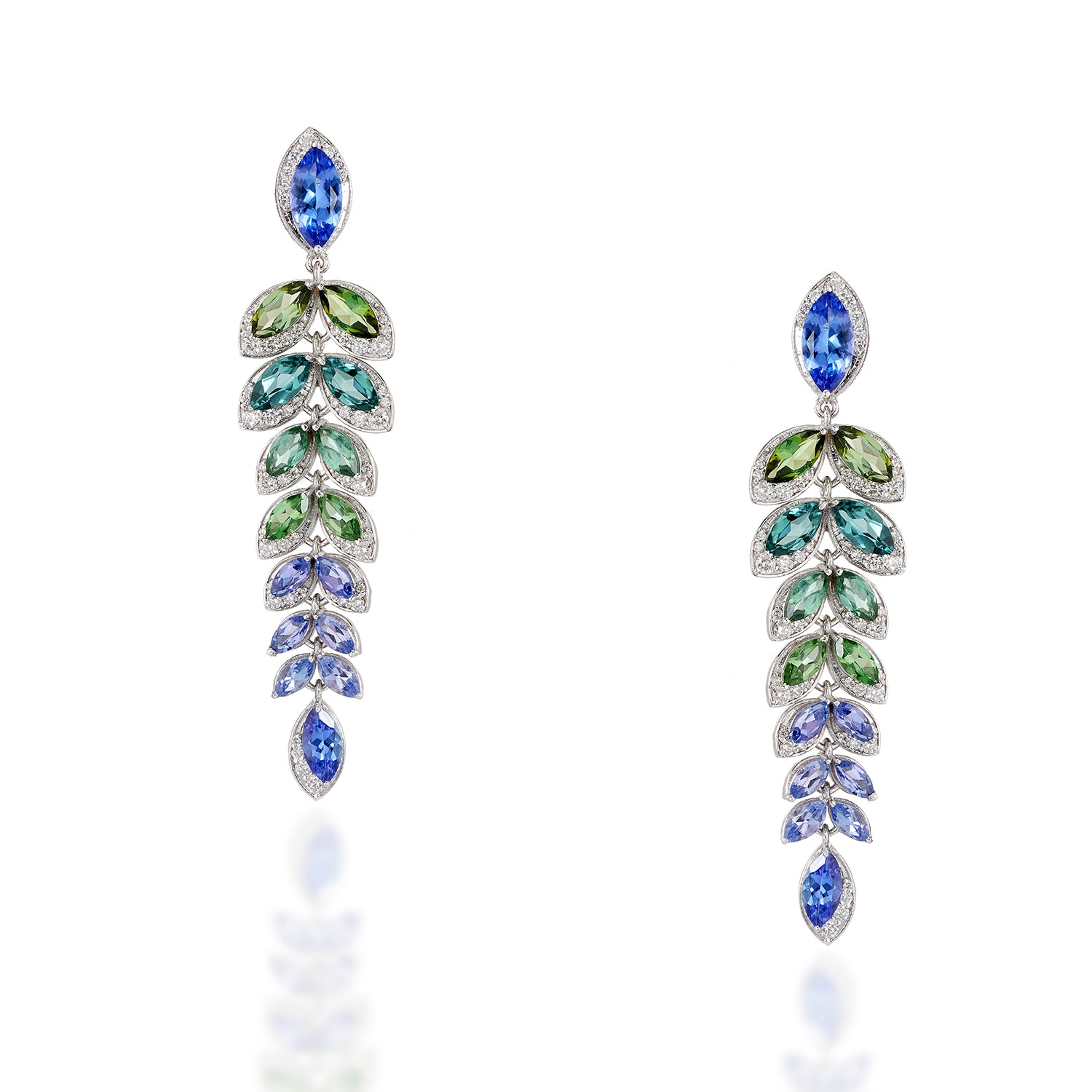 Tourmaline, Tanzanite Dangle Earrings