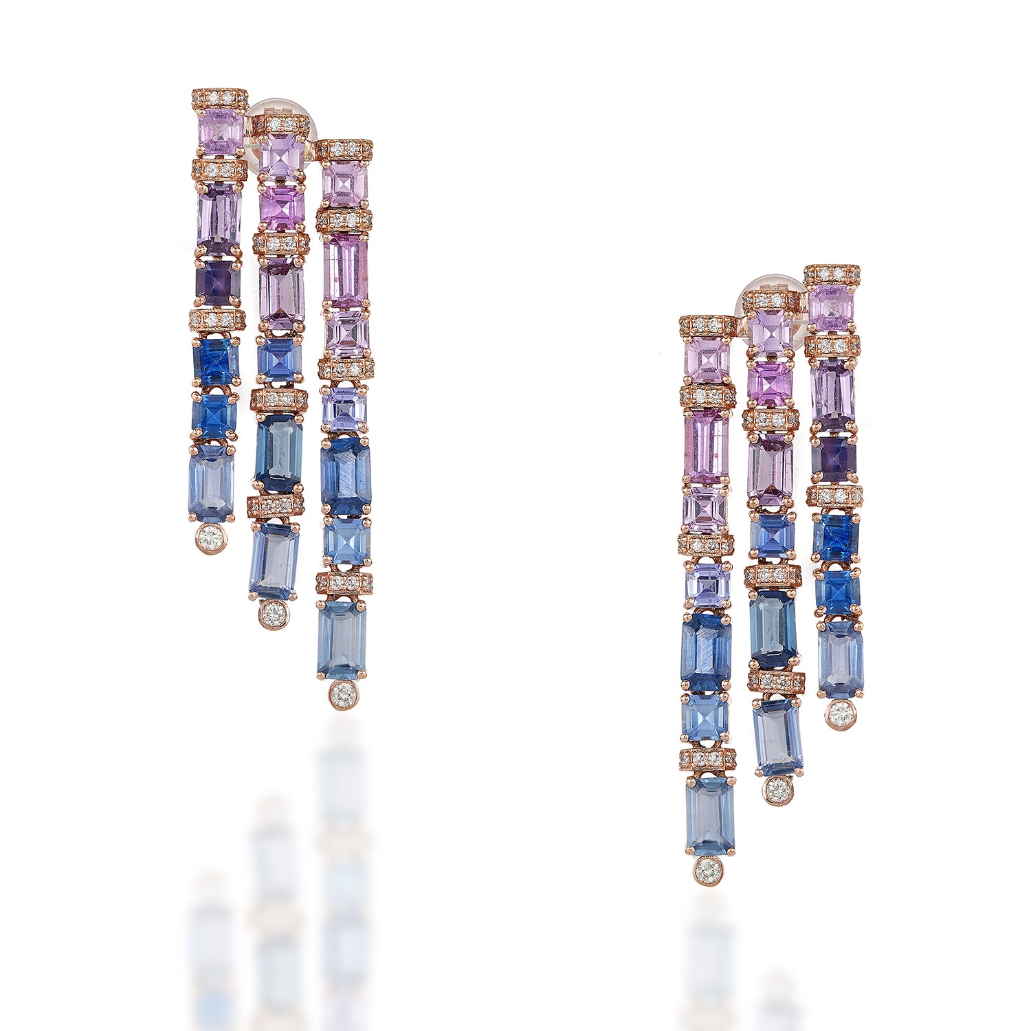 Pink Blue Sapphire Earrings