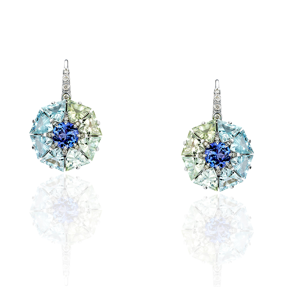 Blue Green Ombre Drop Earrings