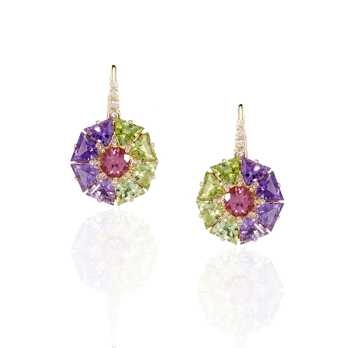 Tourmaline, Amethyst Drop Earrings