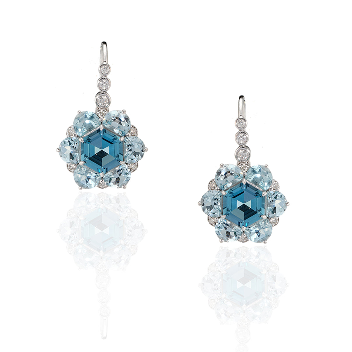 London Blue Topaz,  Aquamarine Drop Earrings