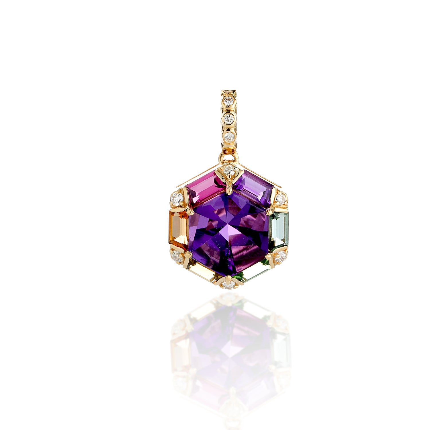 Amethyst, Rainbow Tourmaline Pendant