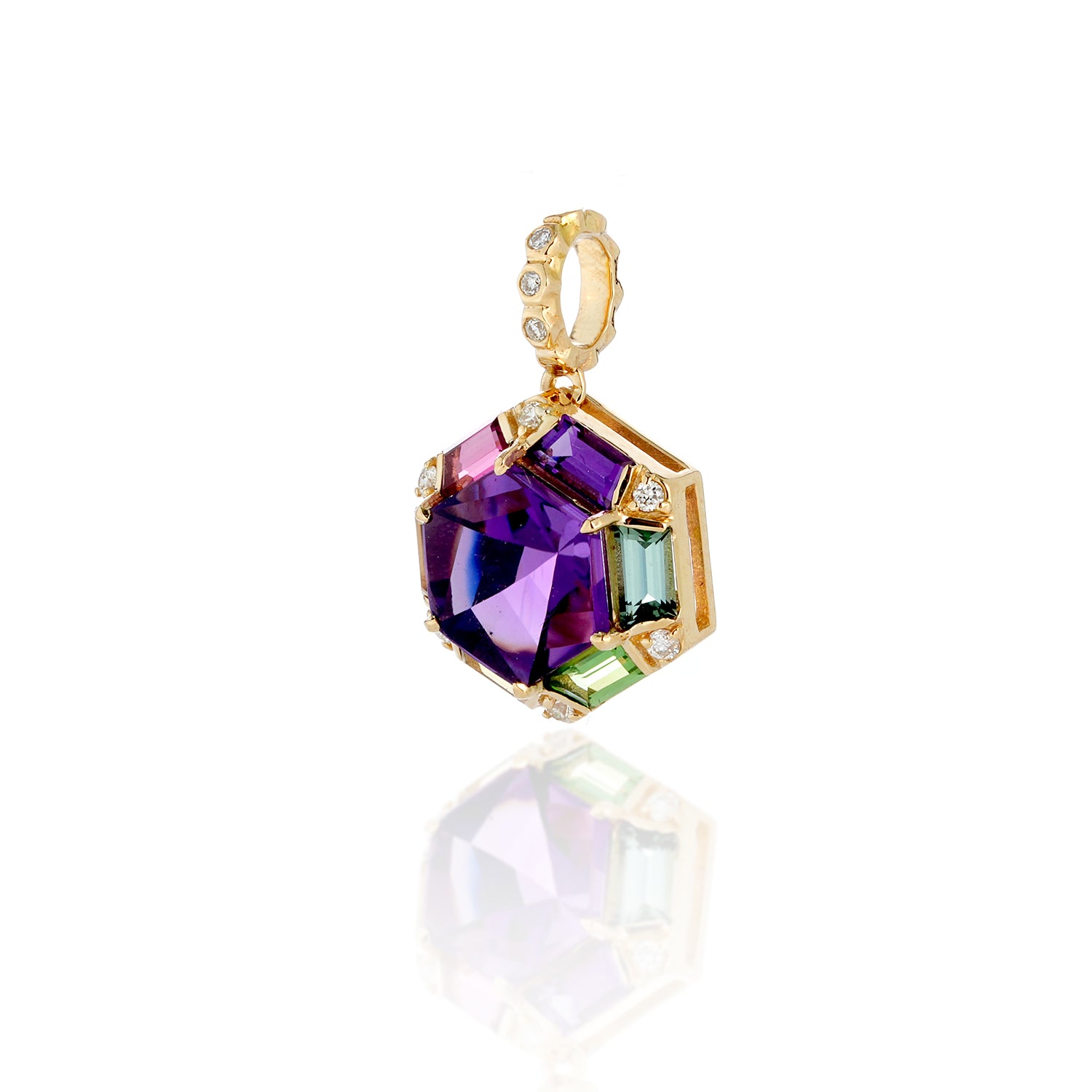 Amethyst, Rainbow Tourmaline Pendant