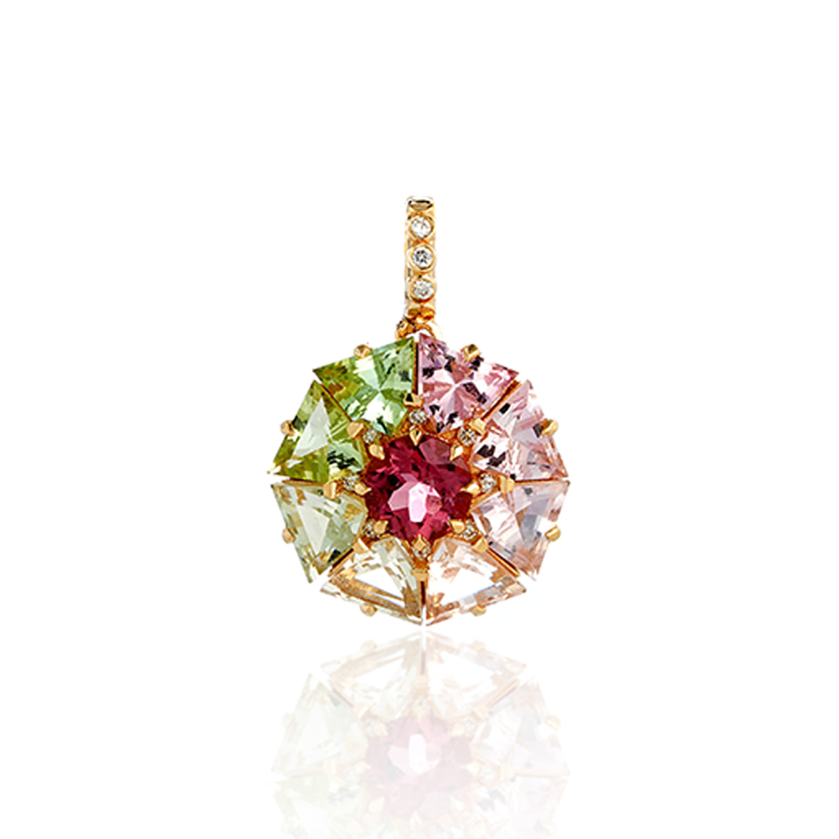 Pink and Green Tourmaline Bauble Pendant