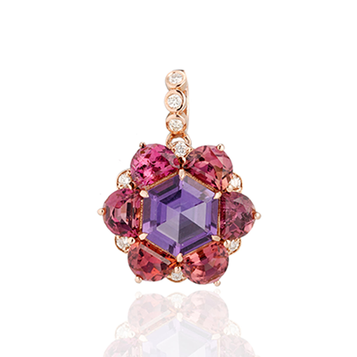 Amethyst, Pink Tourmaline Bauble Pendant