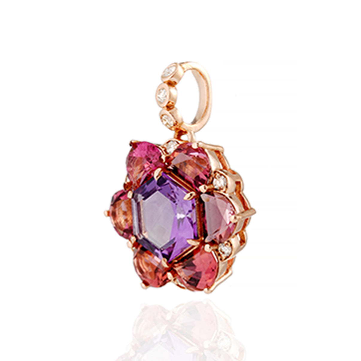 Amethyst, Pink Tourmaline Bauble Pendant