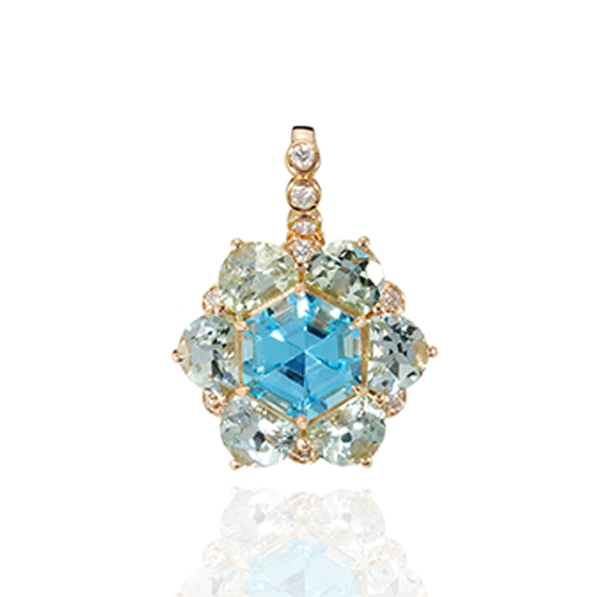 Swiss Blue Topaz, Green Tourmaline Bauble Pendant