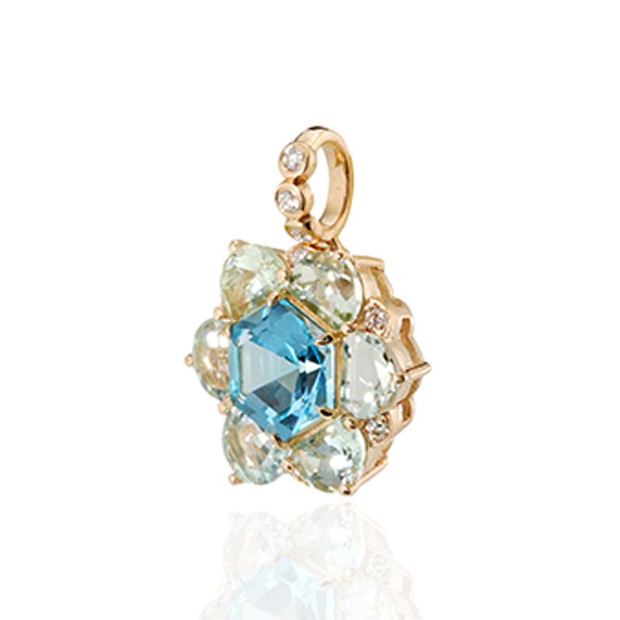 Swiss Blue Topaz, Green Tourmaline Bauble Pendant