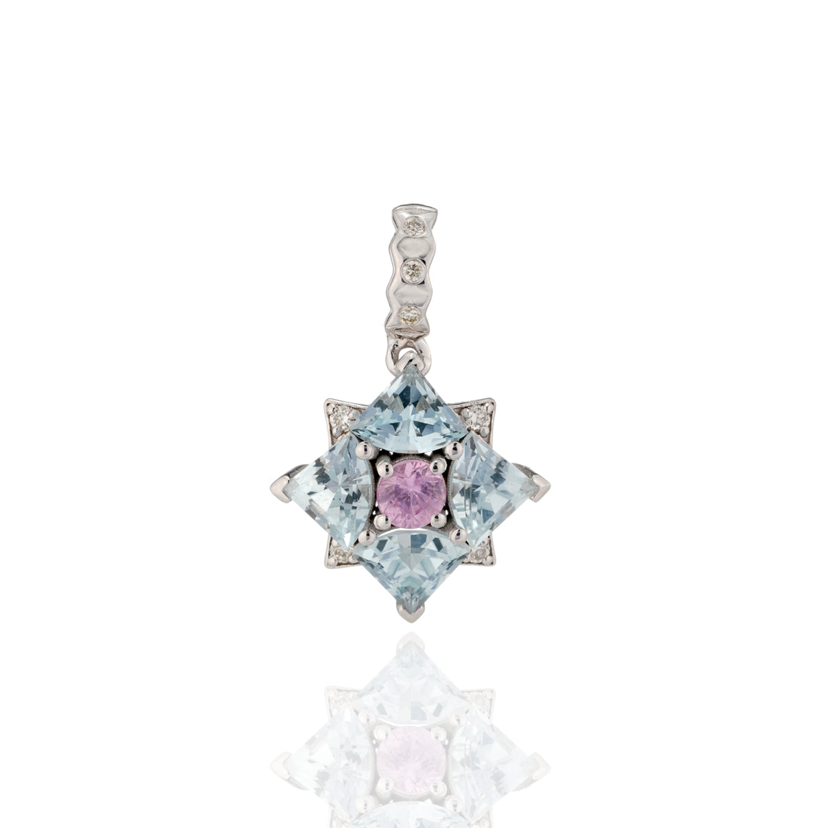 Pink Sapphire, Aquamarine Cluster Pendant