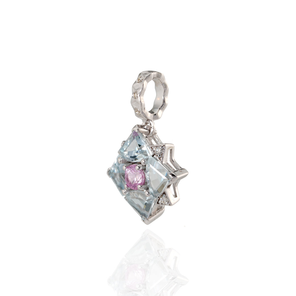 Pink Sapphire, Aquamarine Cluster Pendant