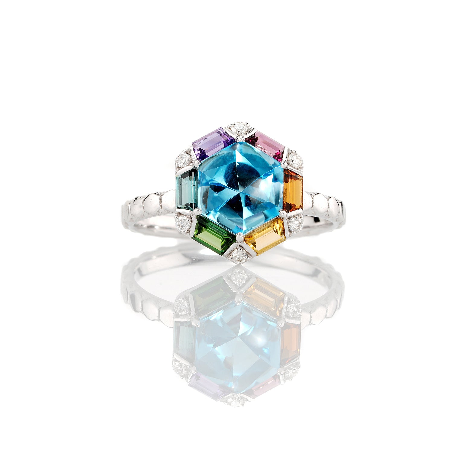 Topaz, Rainbow Tourmaline Ring