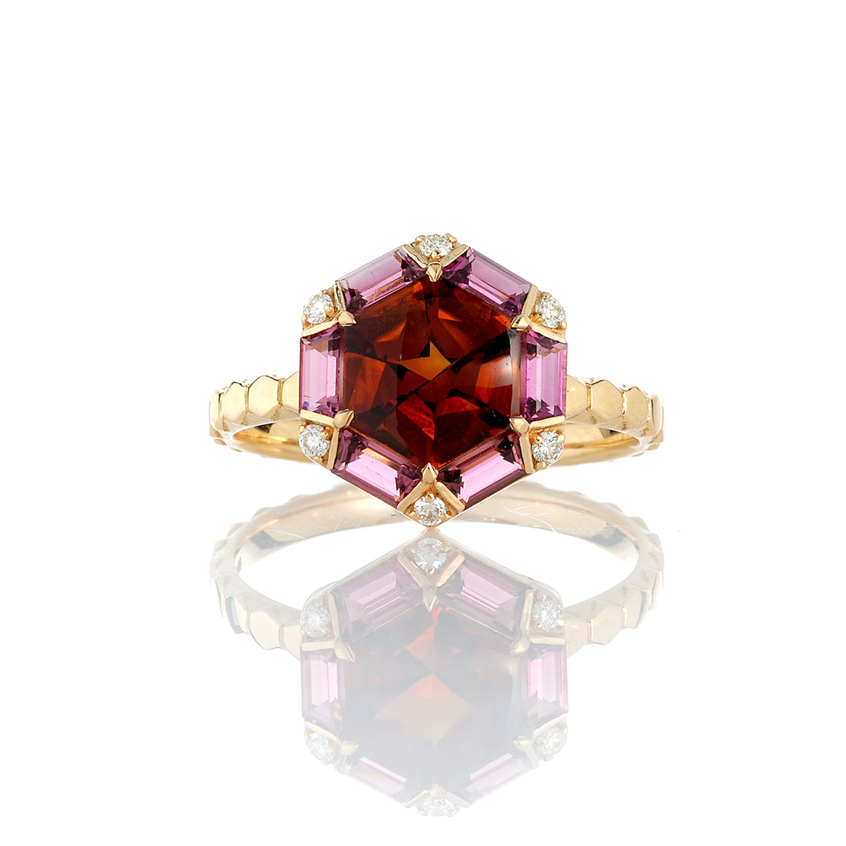 Citrine, Pink Tourmaline Ring