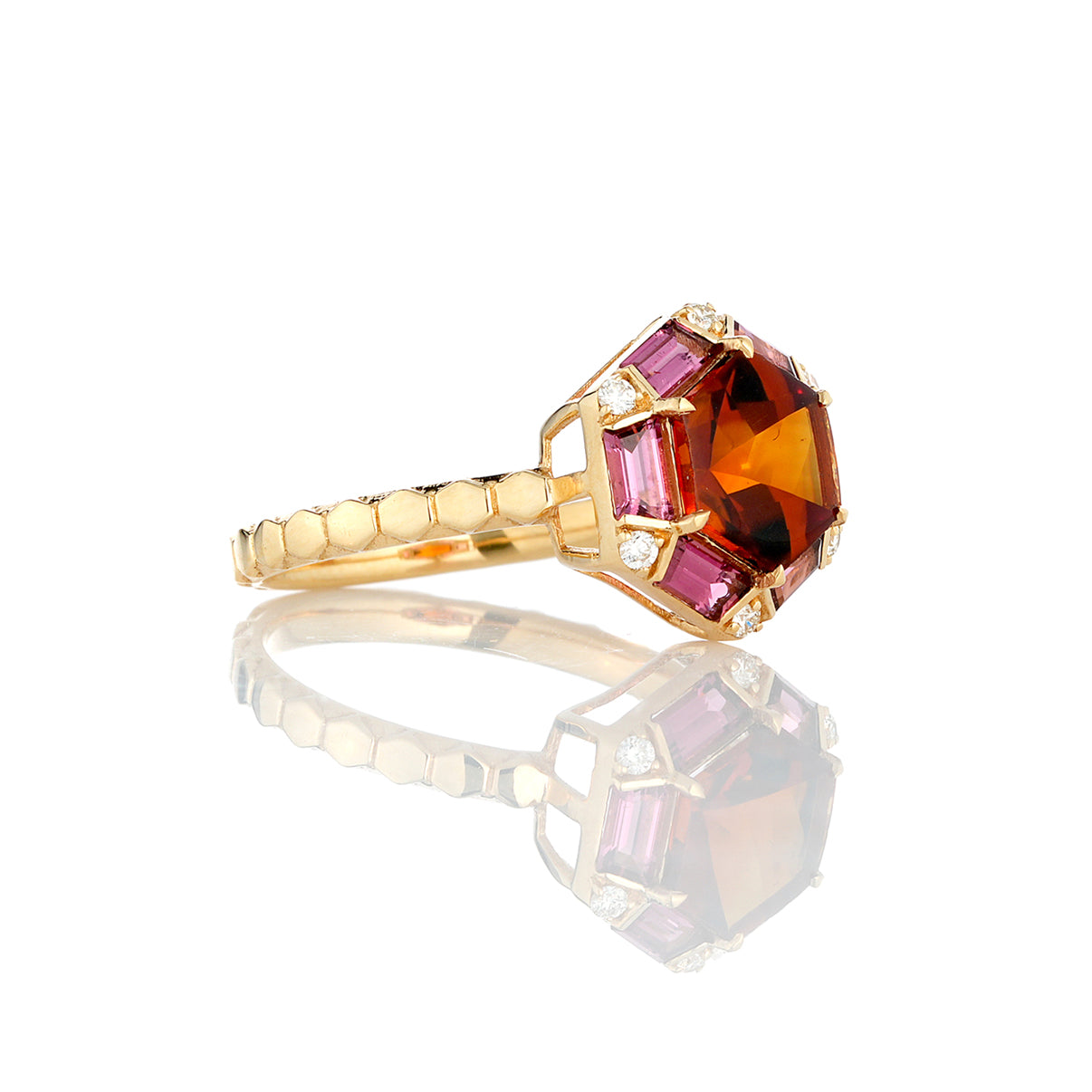 Citrine, Pink Tourmaline Ring