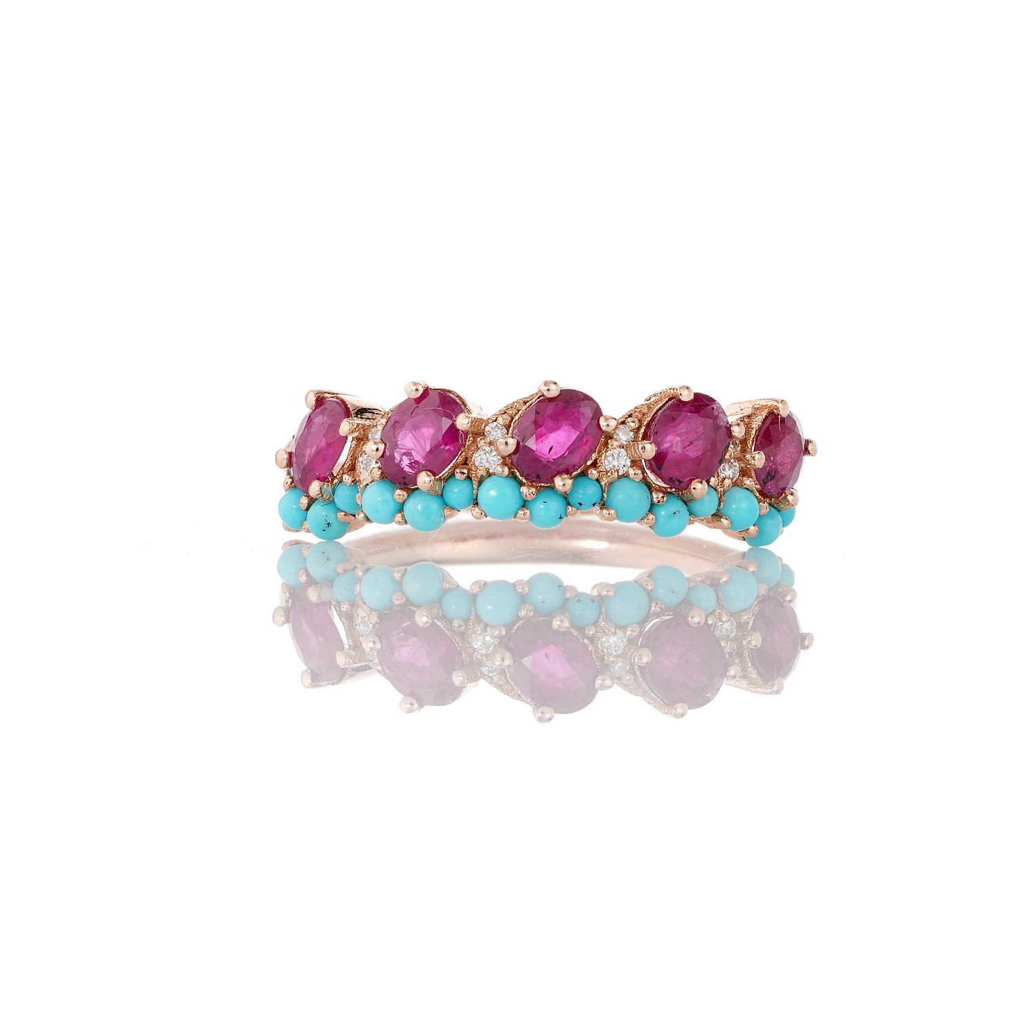 Ruby Turquoise Cluster Ring