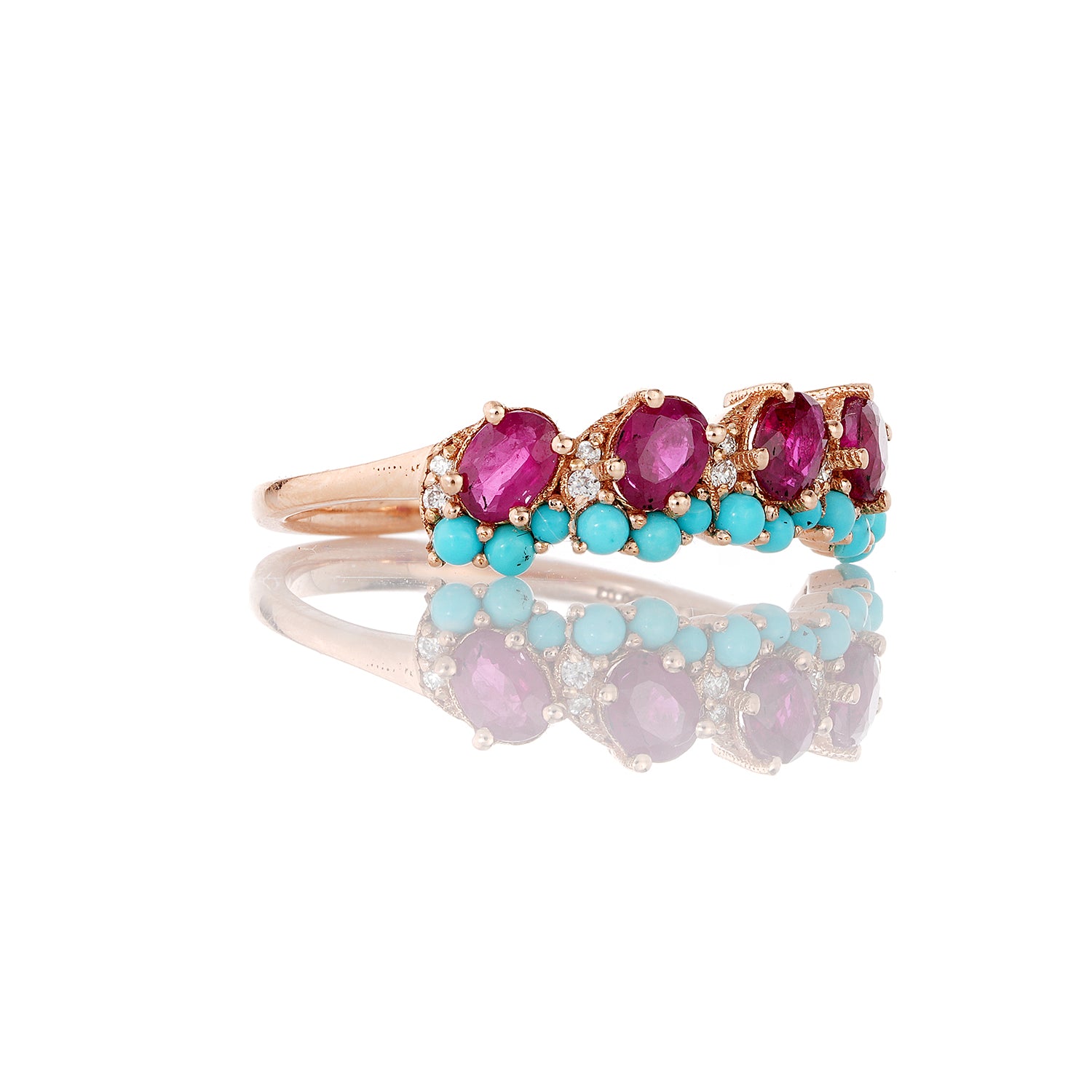 Ruby Turquoise Cluster Ring