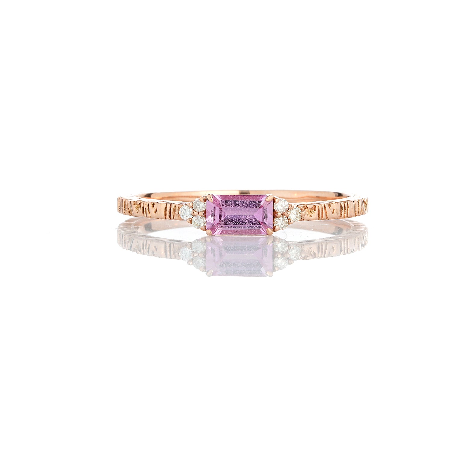Pink Sapphire Textured Ring