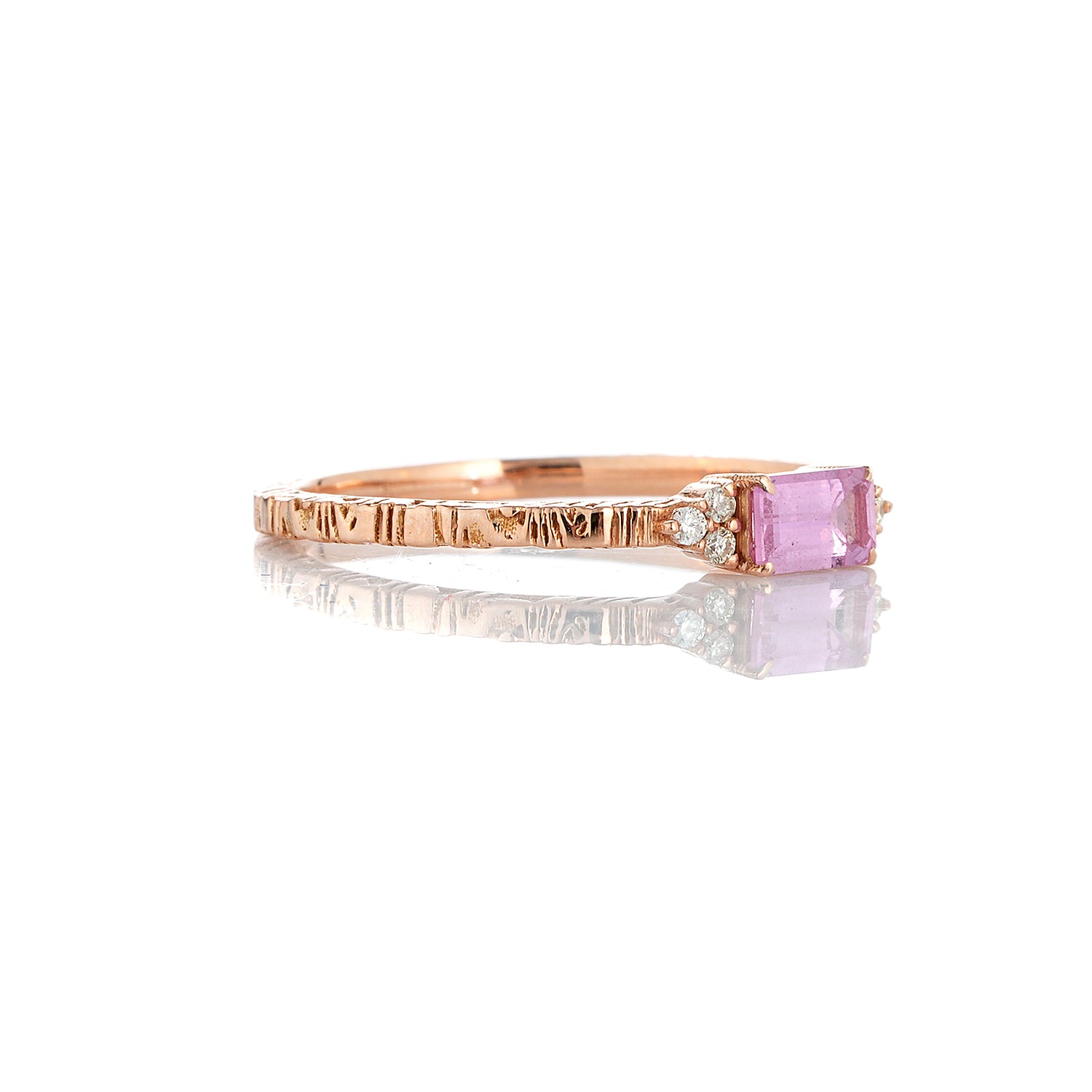 Pink Sapphire Textured Ring