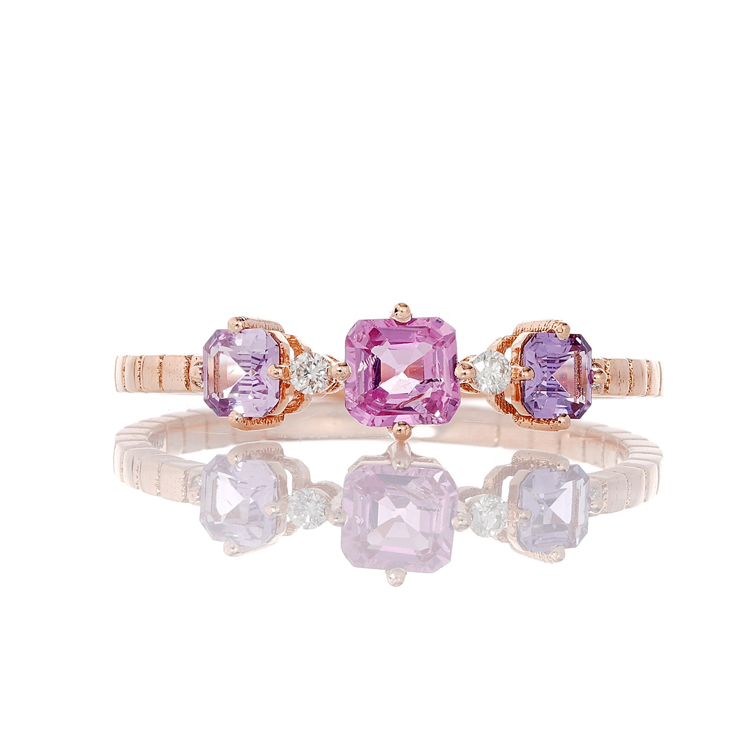 Pink Sapphire Trinity Stack Ring
