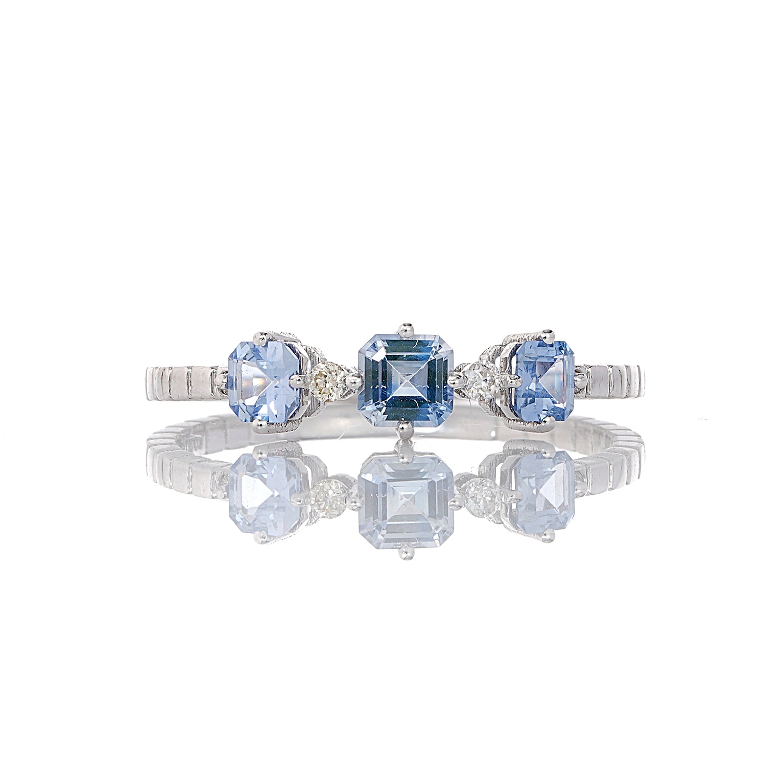 Blue Sapphire Trinity Stack Ring
