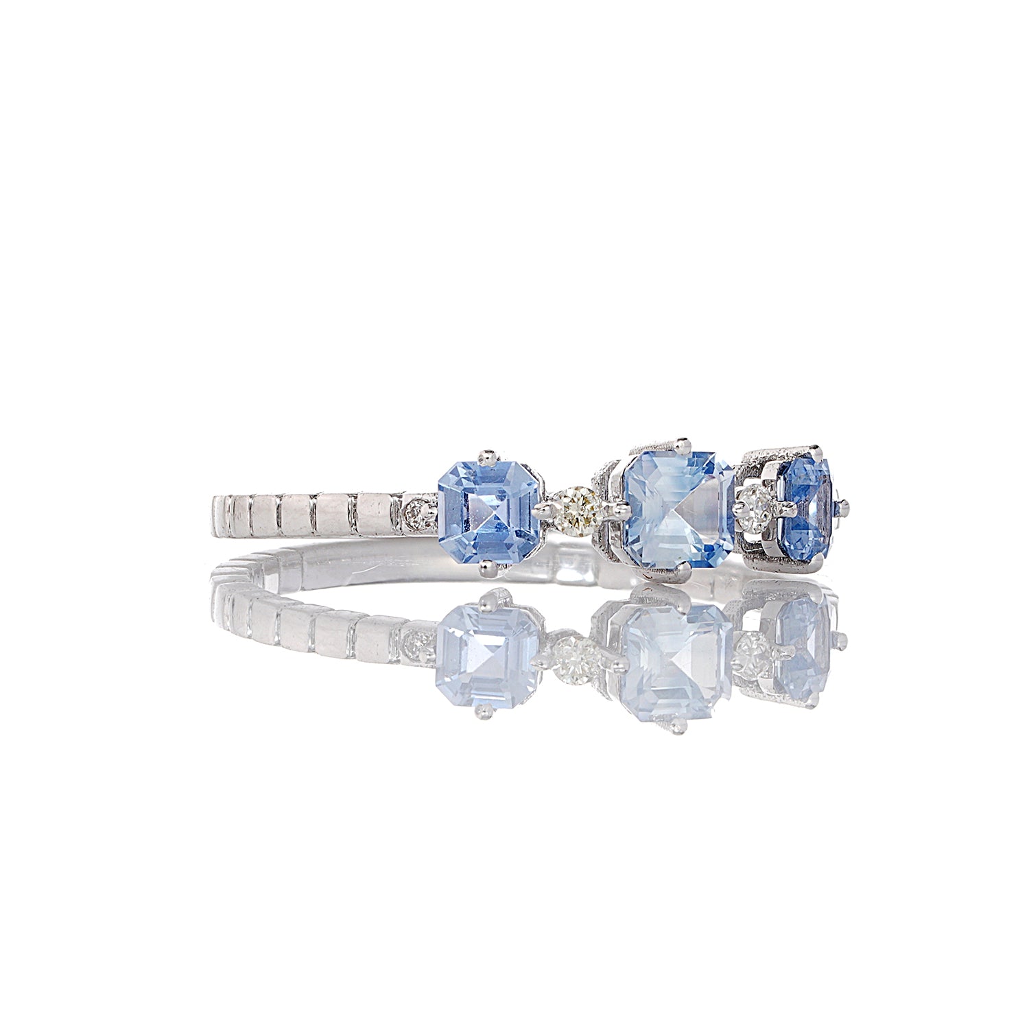 Blue Sapphire Trinity Stack Ring