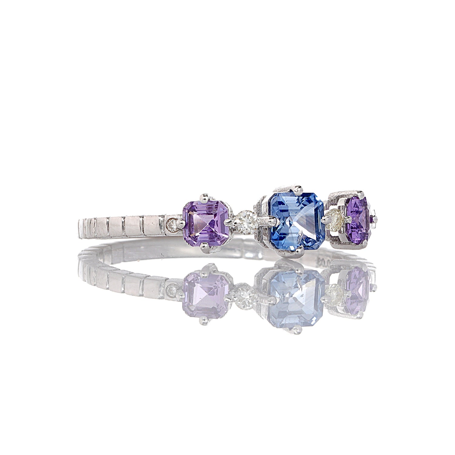 Blue & Purple Sapphire Trinity Stack Ring