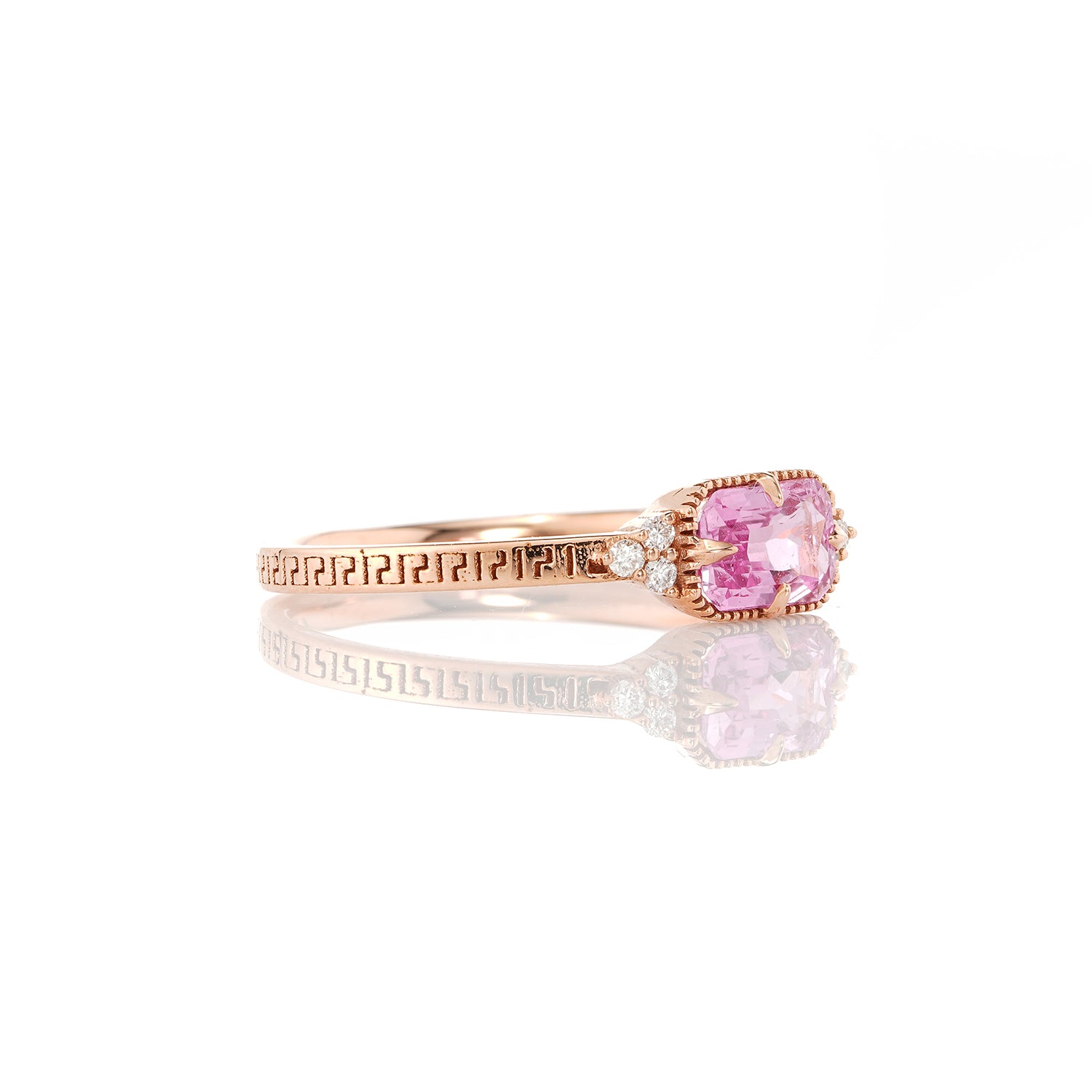 Art Deco Pink Sapphire Band Ring