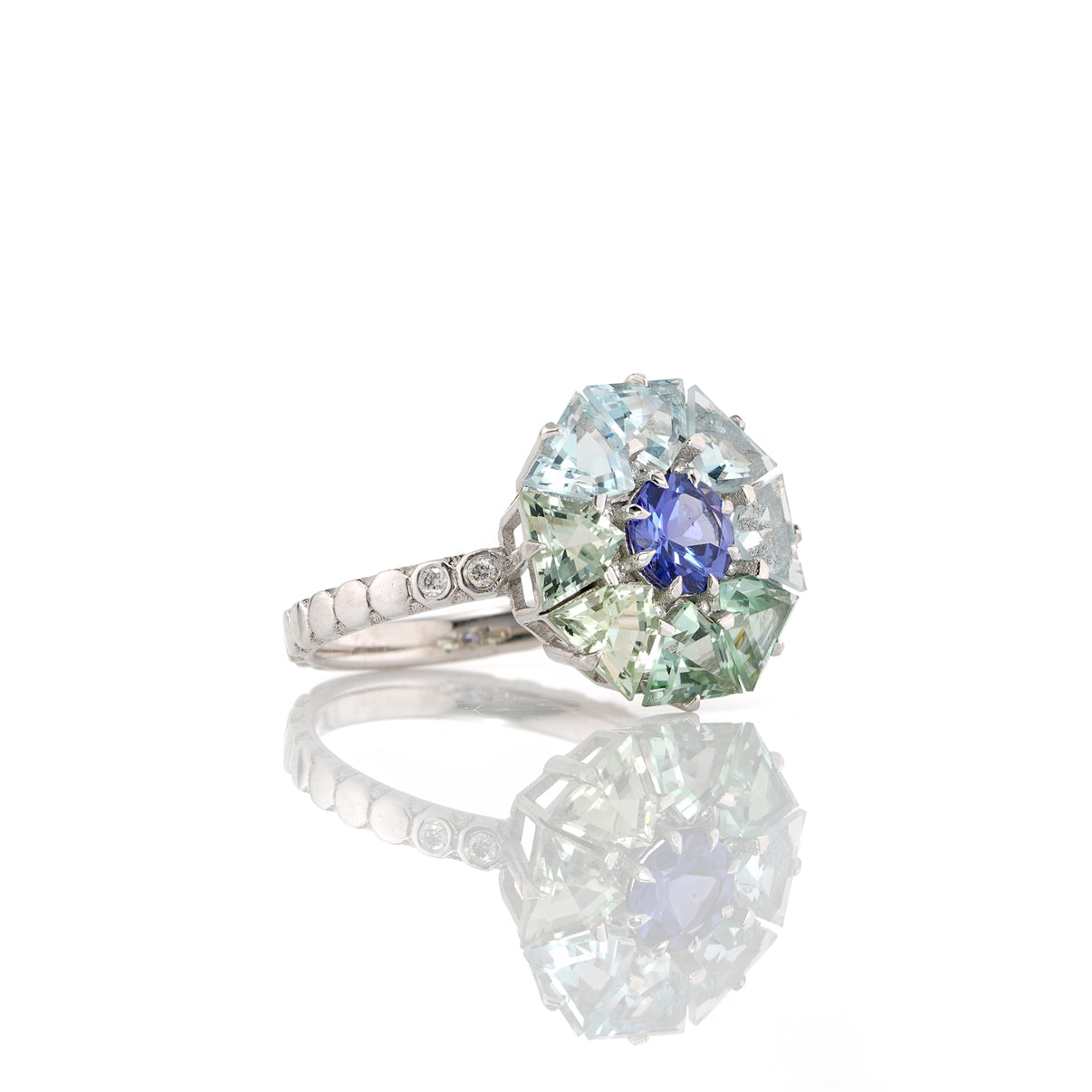 Blue Green Ombre Bauble Ring