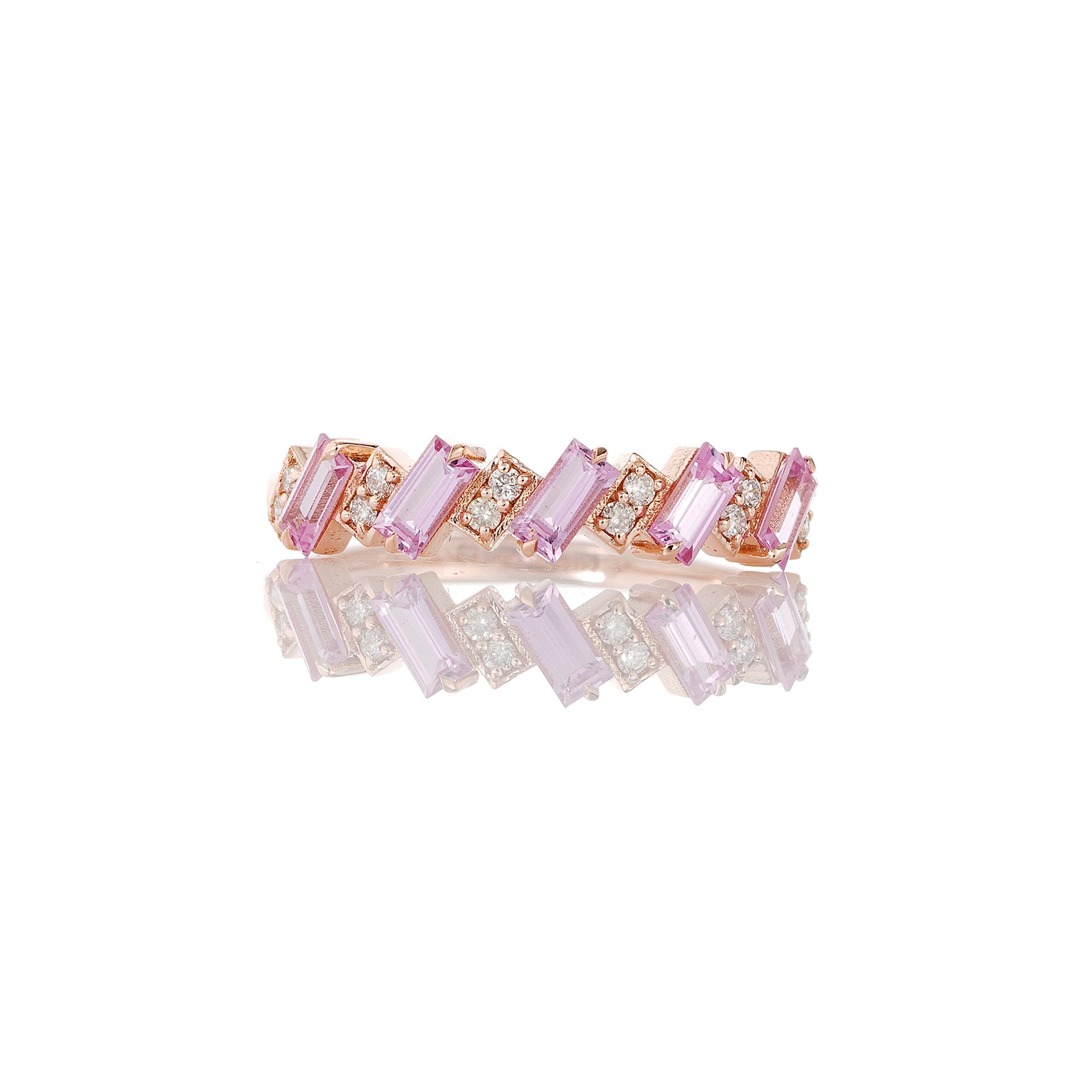 Pink Sappire Half Band Eternity Ring