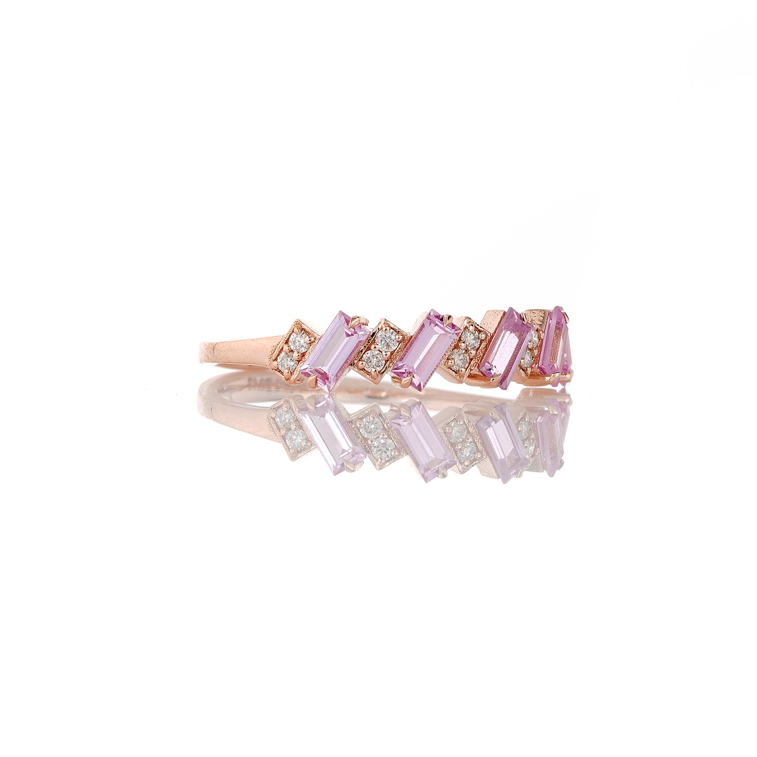 Pink Sappire Half Band Eternity Ring