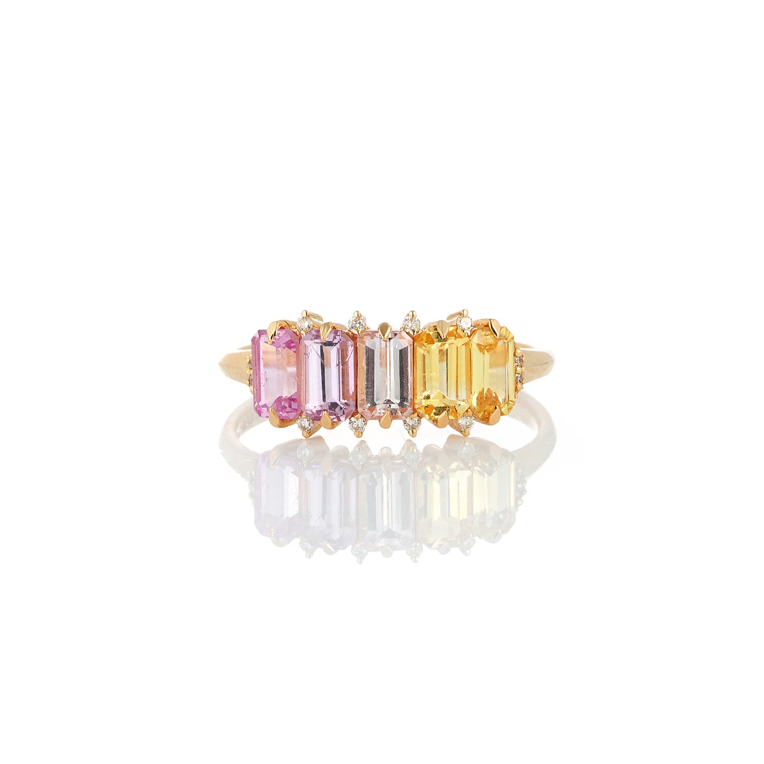 Yellow Pink Ombre Half Eternity Ring