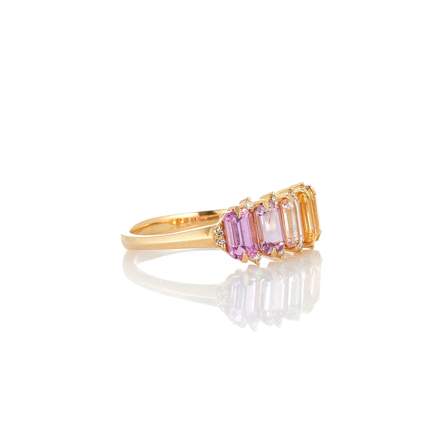 Yellow Pink Ombre Half Eternity Ring
