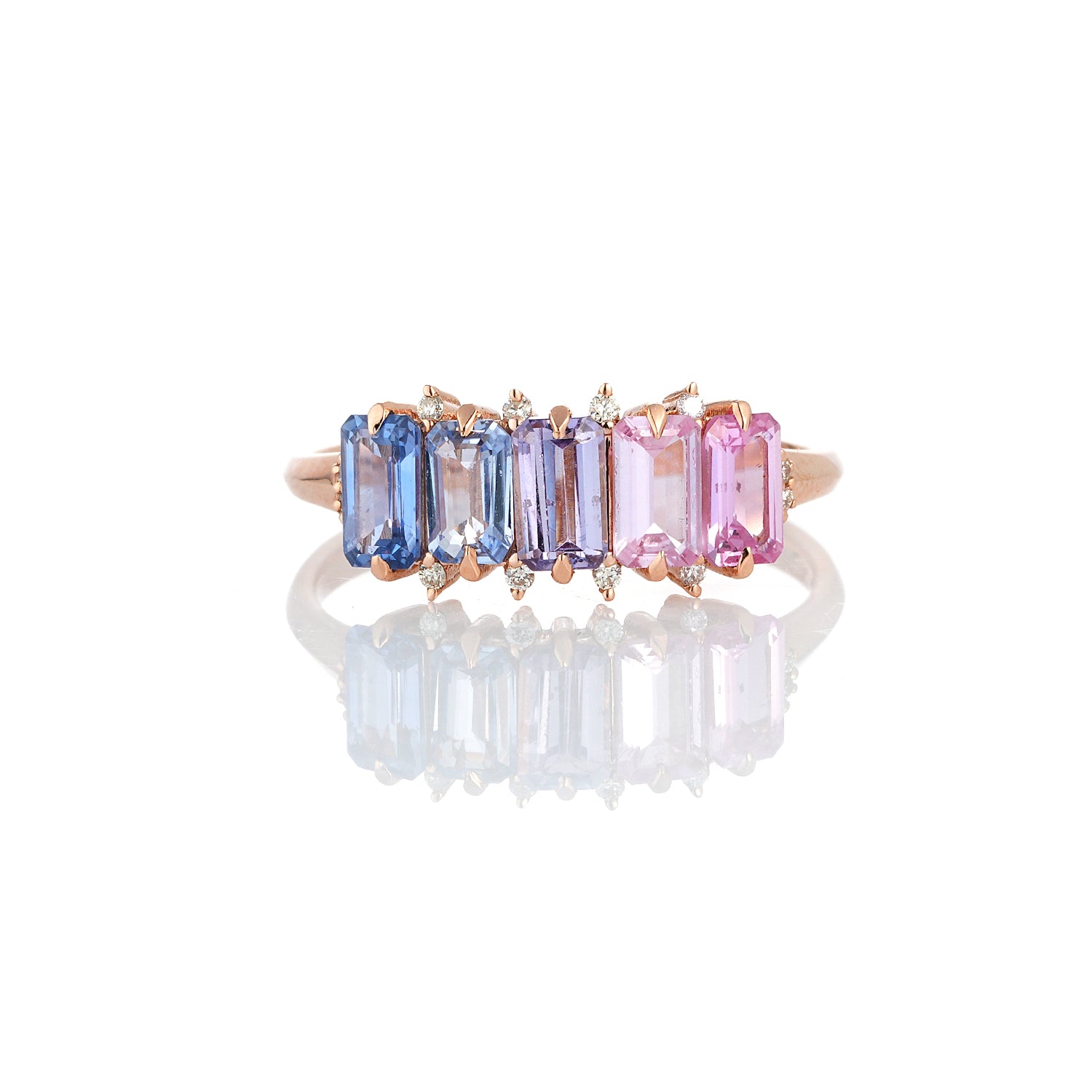 Pink Blue Ombre Half Eternity Ring