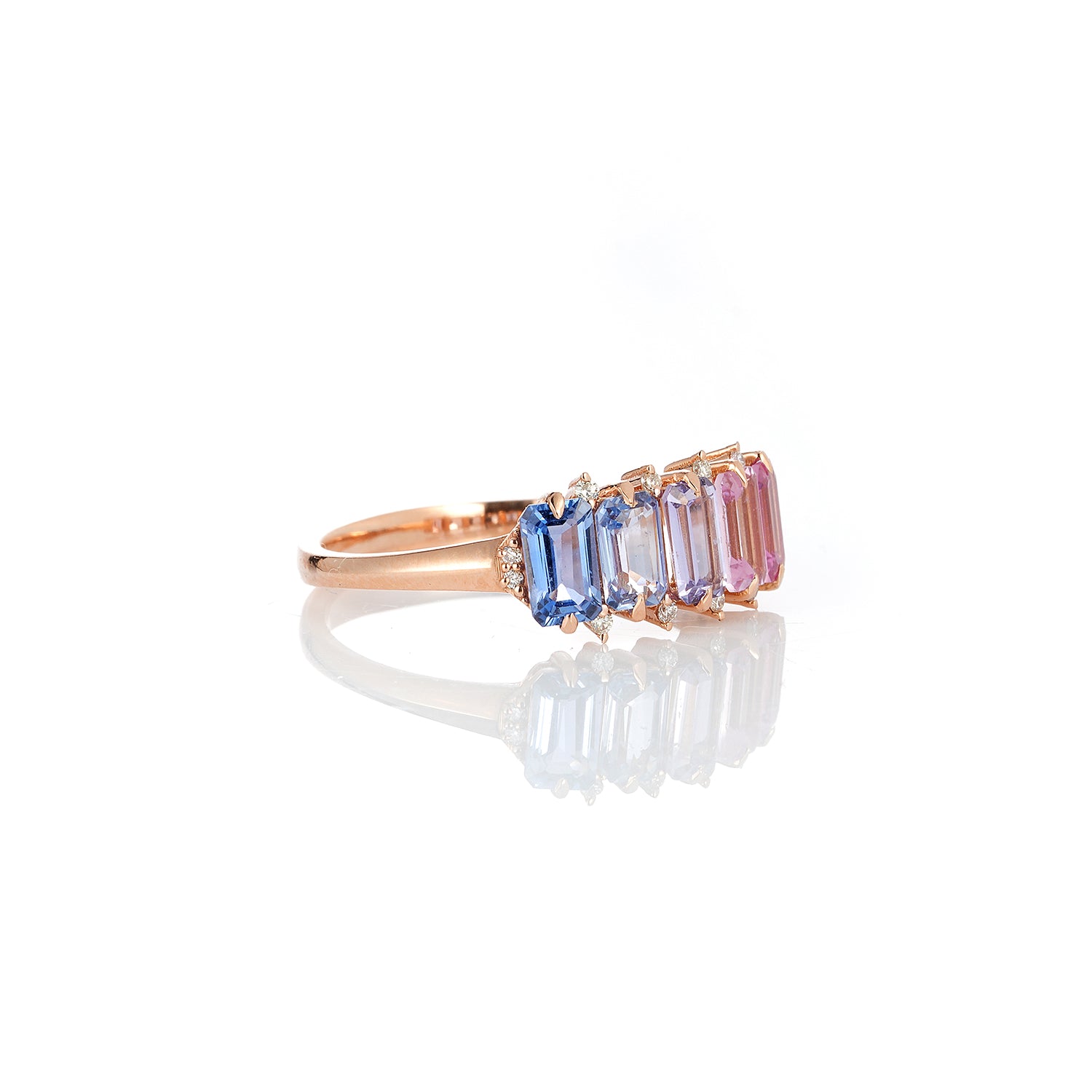 Pink Blue Ombre Half Eternity Ring