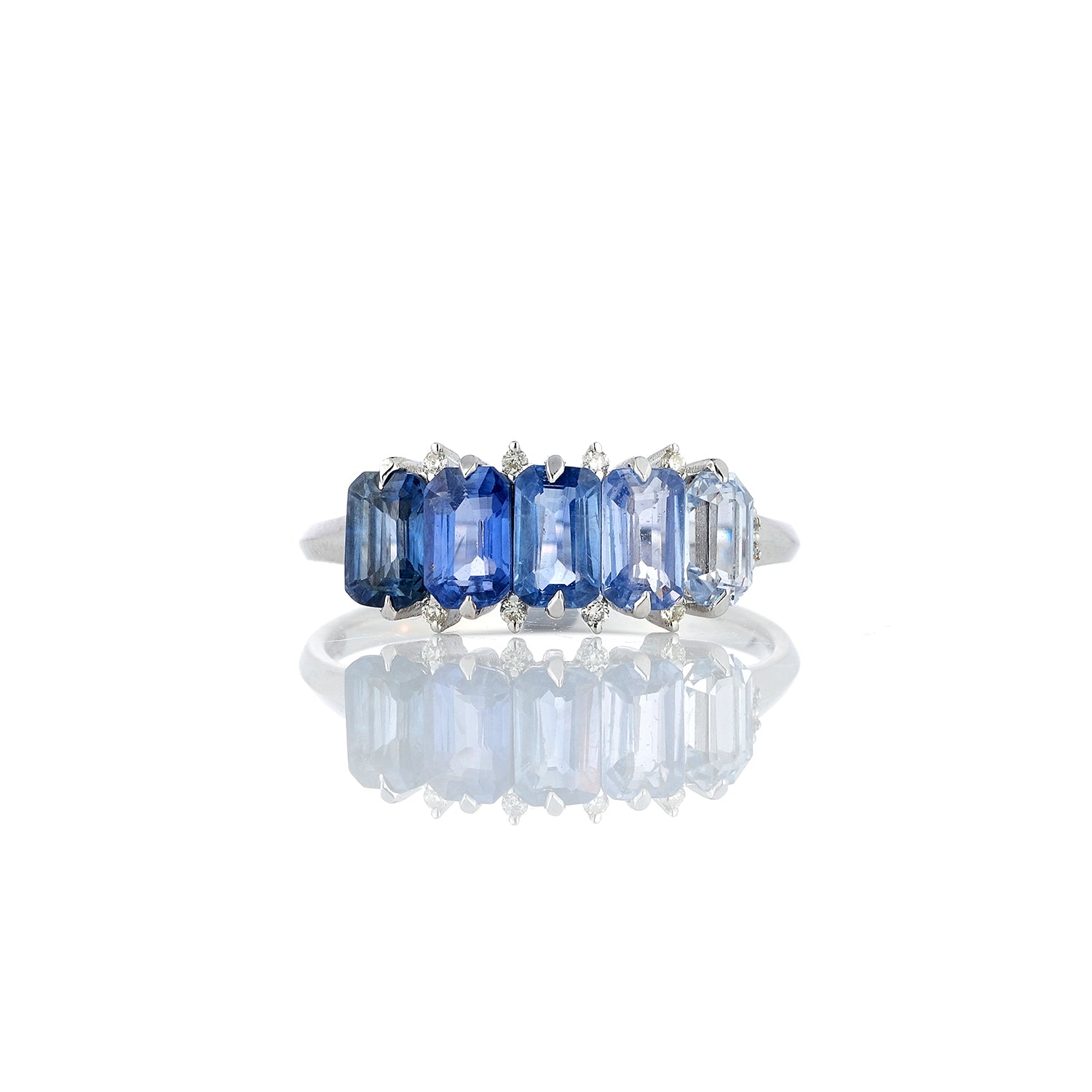 Blue Sapphire Half Eternity Ring