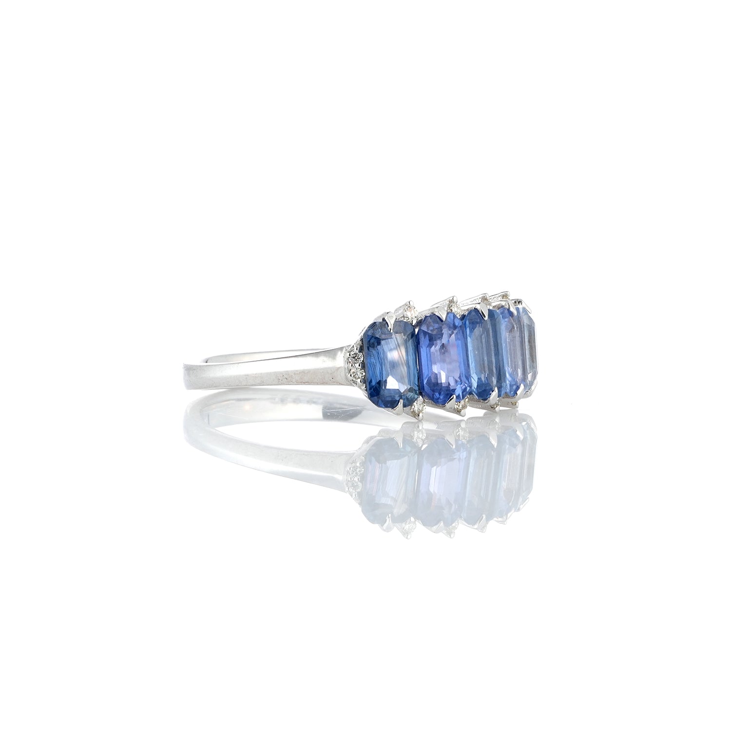 Blue Sapphire Half Eternity Ring