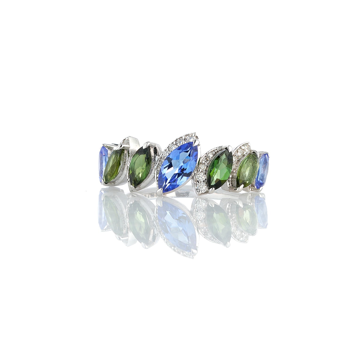 Tourmaline, Tanzanite Half Band Ring