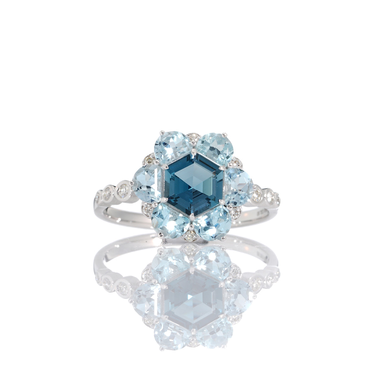 London Blue Topaz,  Aquamarine Bauble Ring