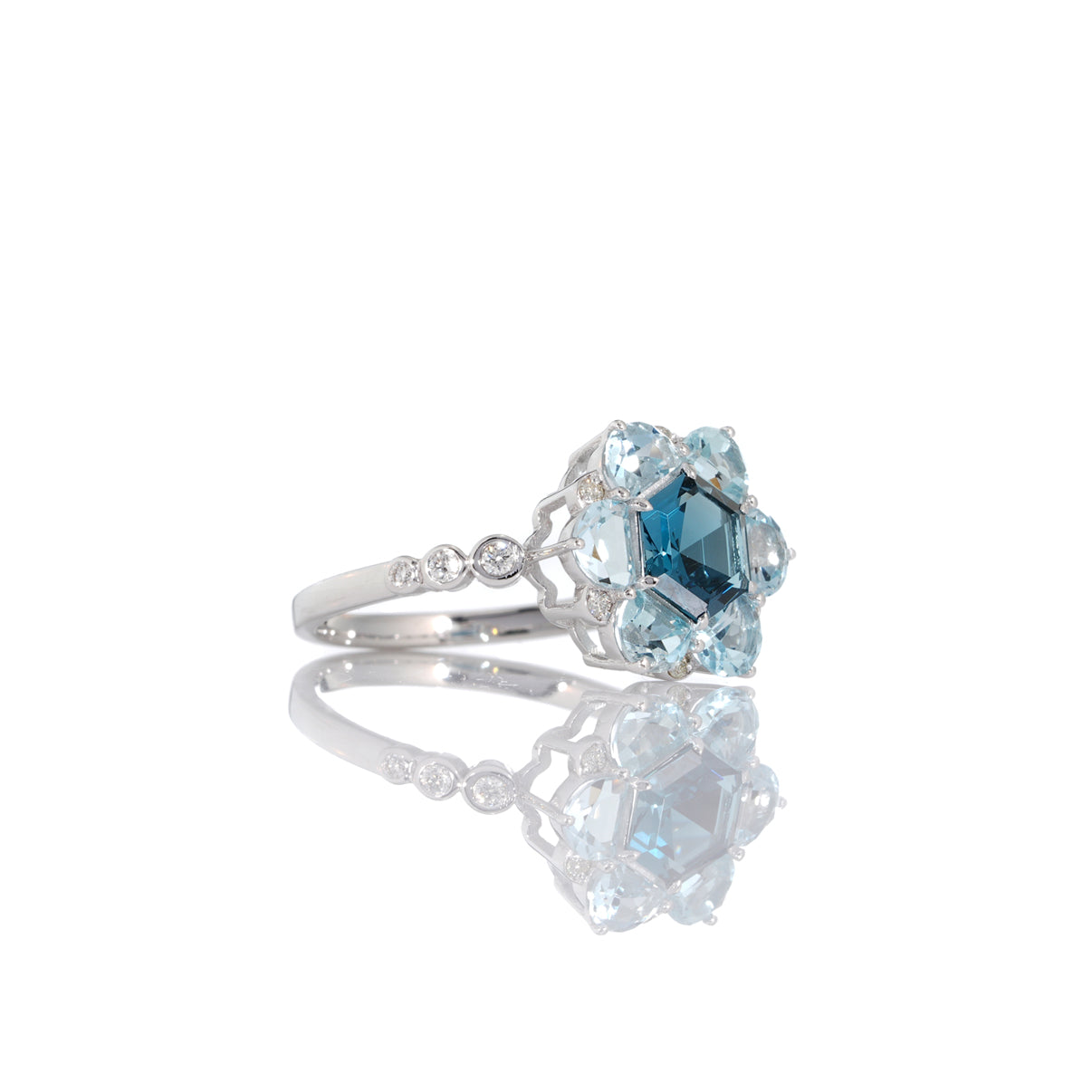 London Blue Topaz,  Aquamarine Bauble Ring